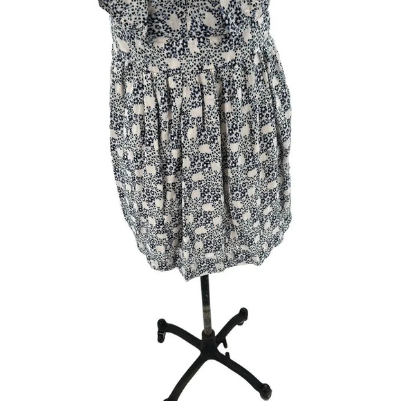 Anthropologie Tunic Mini‎ Dress Floral Print V-Neck Plunge Blue White Size Small - Picture 9 of 12